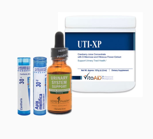 UTI Care  Package N.2431    UTI-XP Vita Aid Professional Therapeutics   (120 Grams)/Urinary System Support Herb Pharm/Cantharis 30c (Boiron Homeopathics)/Apis Mellifica 30c  (Boiron Homeopathics)